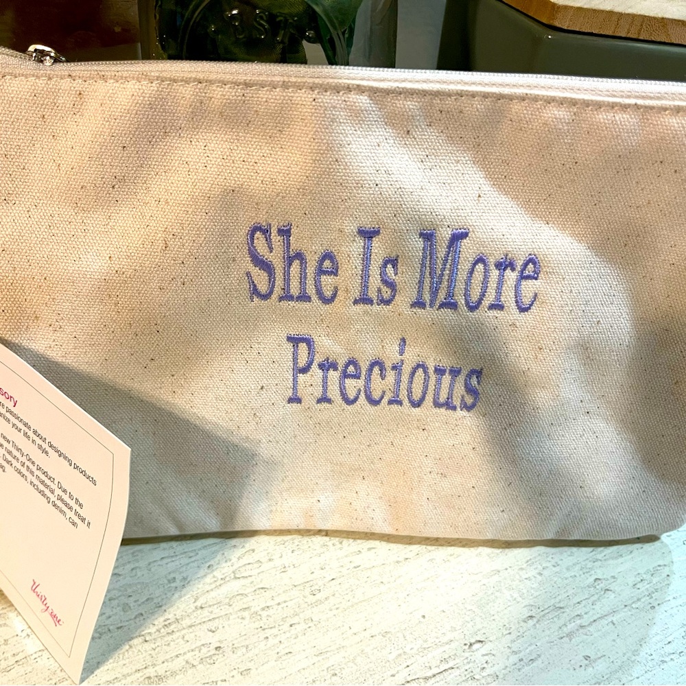 Thirty-One ~ Statement Canvas Zip Pouch with personalization